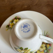 Load image into Gallery viewer, Clare Bone China. Made in England. Primrose Tea set trio
