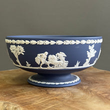 Load image into Gallery viewer, RARE FIND. Wedgwood Jasperware. Made in England. Portland Blue Pedestal Bowl