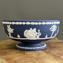 Load image into Gallery viewer, RARE FIND. Wedgwood Jasperware. Made in England. Portland Blue Pedestal Bowl