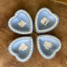 Load image into Gallery viewer, RARE FIND. Wedgwood Jasperware. Made in England. Blue&white Heart shaped dish. Set of 4