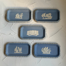 Load image into Gallery viewer, RARE FIND. Wedgwood Jasperware. Made in England. Blue&white rectangular dish. Set of 5