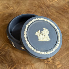 Load image into Gallery viewer, RARE FIND. Wedgwood Jasperware. Made in England. Portland Blue Round Trinket Box