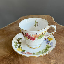 Load image into Gallery viewer, Royal Doulton fine bone China, Made in England, Flowers of the Year cup and saucer set. Frebruary
