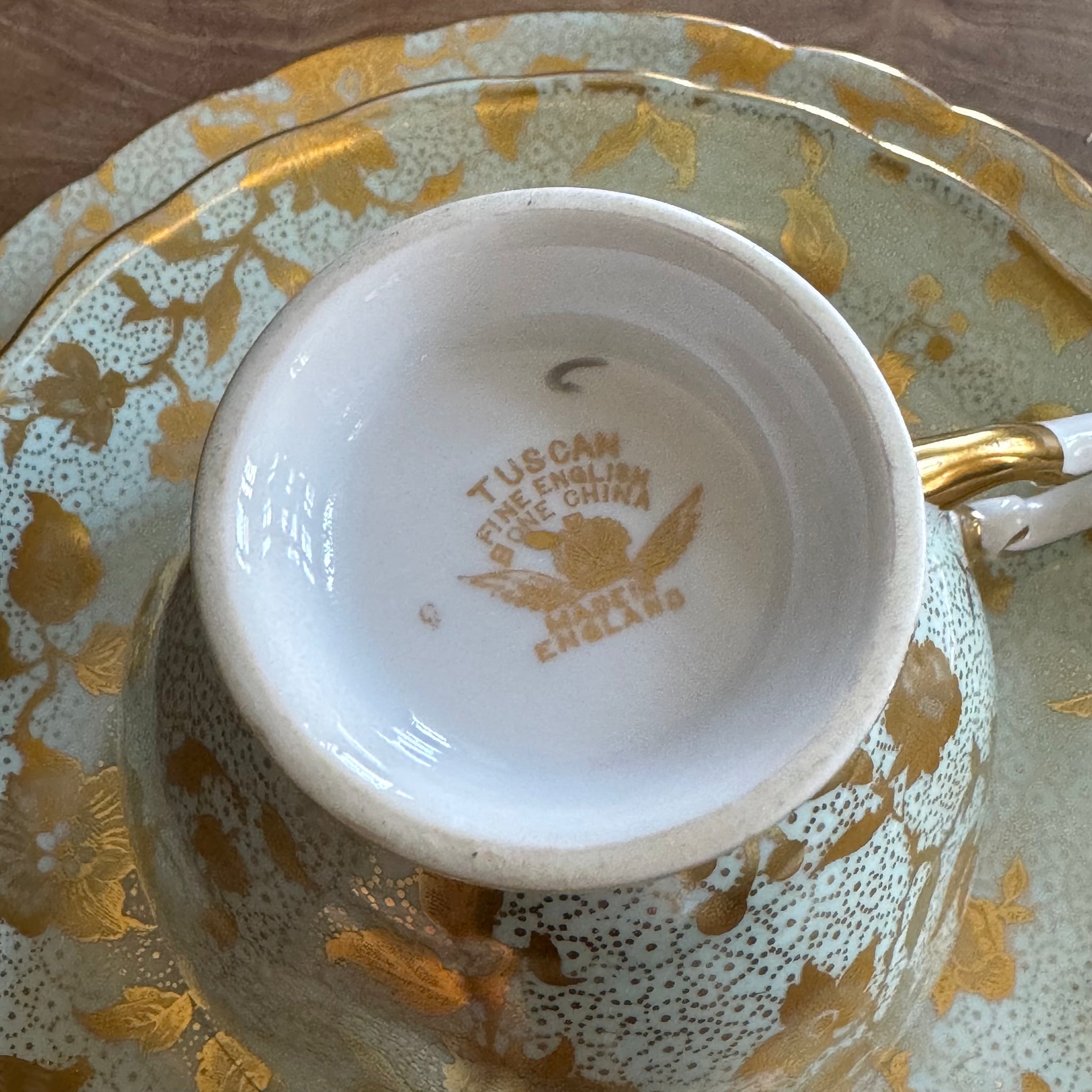 Tuscan Fine English Bone China. Made in England. Gilded Tea Trio 
