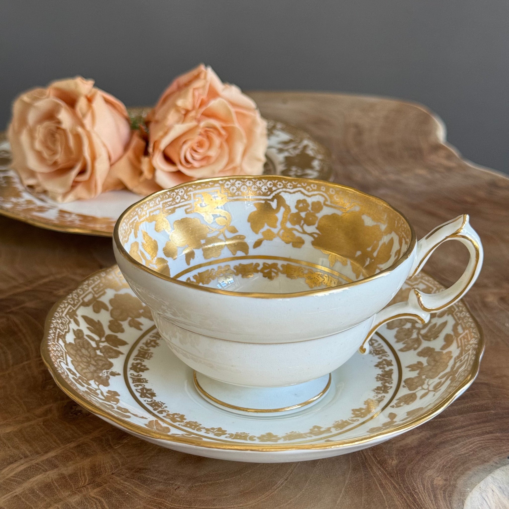 Hammersley deals White / Gold Floral Teacup & Saucer